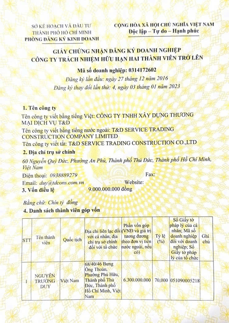 chứng nhận đăng ký